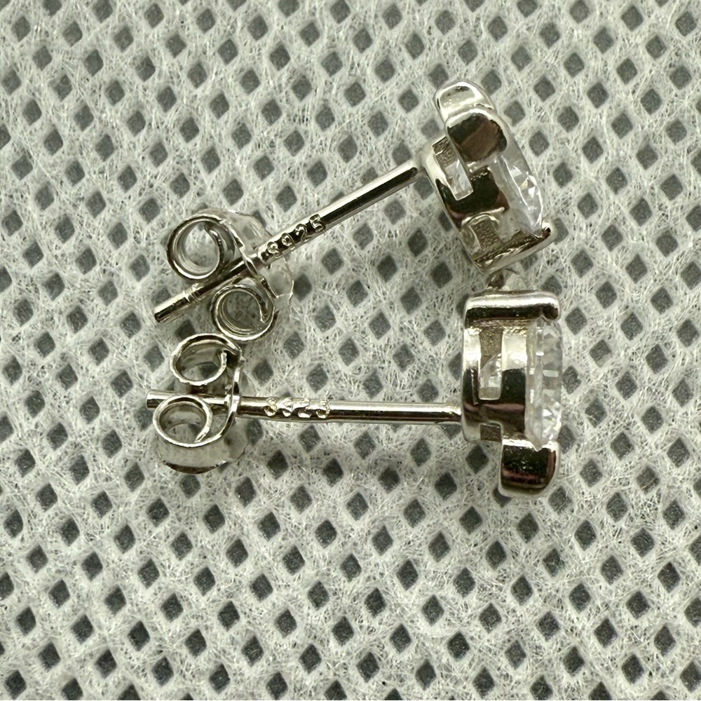 NWT Sterling Silver Mini Devil Stud Earrings w/CZ Accents - Picture 3 of 4